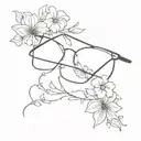 eyeglass with flowers  tattoo design idea