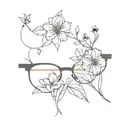 eyeglass with flowers  tattoo design idea