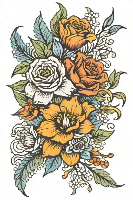 Birthday flowers for April November tattoo design idea