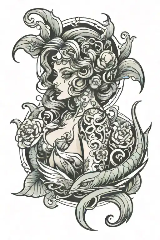 siren evil beautiful tattoo design idea