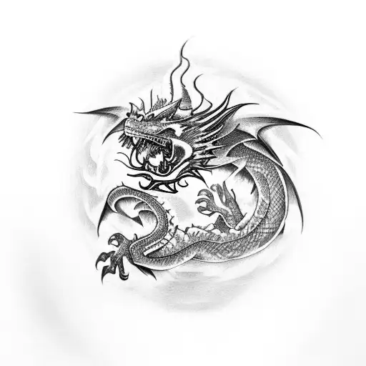 dragon wrapping around arm  tattoo design idea