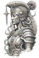 Represent the ancient Rome, Greece godess, Maya warrior and Old Japanesse tattoo design idea