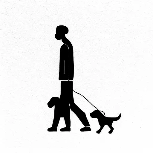 man walking with dog tattoo design idea