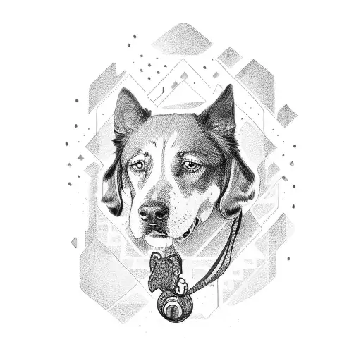 man walking with dog tattoo design idea