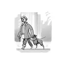 man walking with dog tattoo design idea