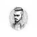 man walking with dog tattoo design idea