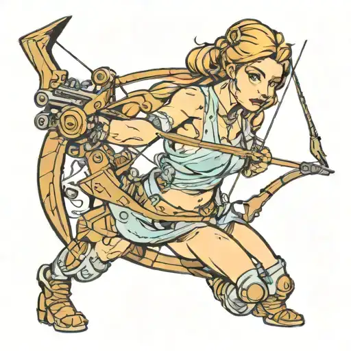 a crossbow held by a woman  tattoo design idea