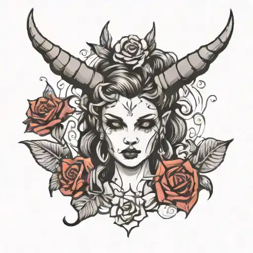 she devil horns tattoo design idea