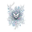 An intricately designed snowboard adorned with delicate flowers tattoo design idea