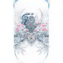 An intricately designed snowboard adorned with delicate flowers tattoo design idea