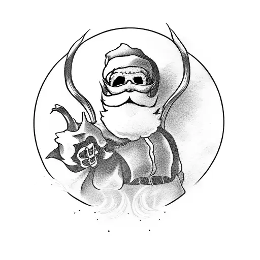 Santa Claus fighting the ghost rider tattoo design idea