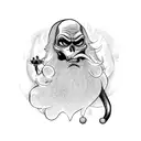 Santa Claus fighting the ghost rider tattoo design idea