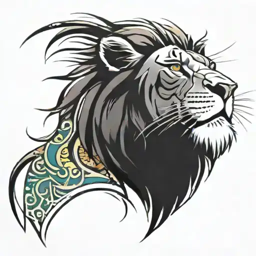 Color tattoo, half sleeve for bicep area, include Mufasa from the lion king, stitch from lilo and stitch, the beast from tattoo design idea