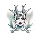 demon sexy woman,horns,evil tattoo design idea