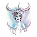 demon sexy woman,horns,evil tattoo design idea