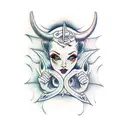 demon sexy woman,horns,evil tattoo design idea