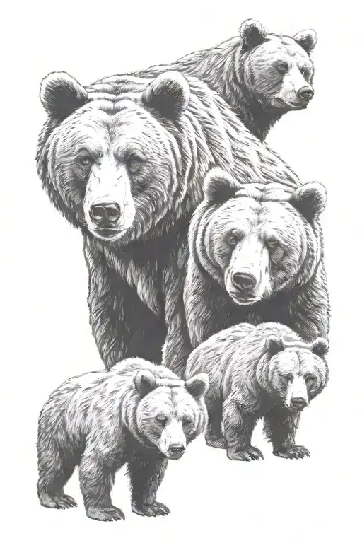 bear family tattoo design idea