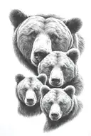 bear with two cubs face only tattoo design idea