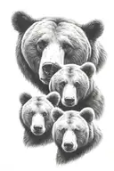 bear with two cubs face only tattoo design idea