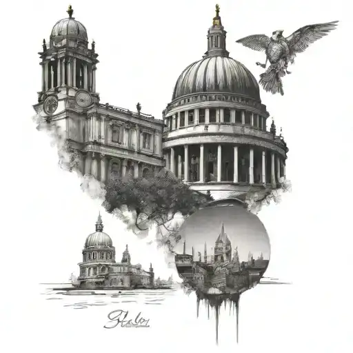 st pauls cathedral scene tattoo design idea
