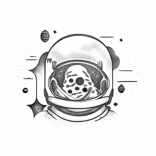 astronaut sitting on a moon tattoo design idea