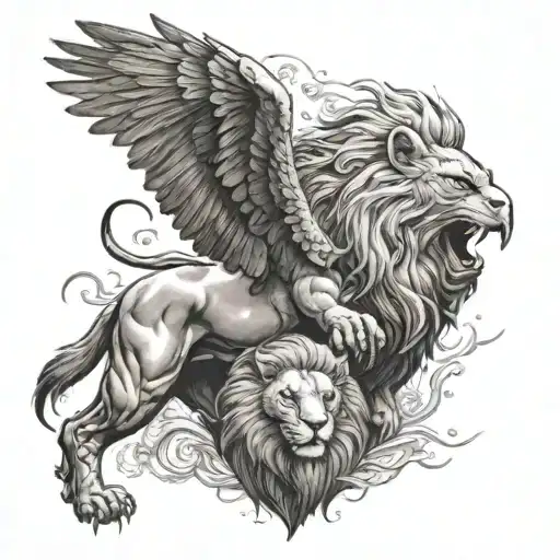 warrior, eagle, lion  tattoo design idea
