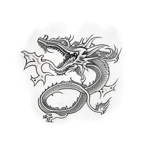 three headed hydra dragon tattoo design idea