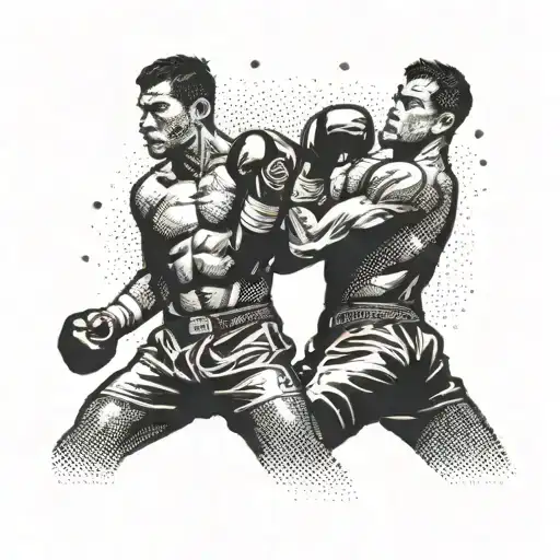 kickboxer silhouette tattoo design idea