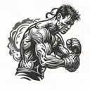 kickboxer silhouette tattoo design idea