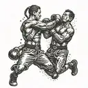 kickboxer silhouette tattoo design idea