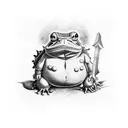 gamabunta le crapaud dans Naruto dans un style viking  tattoo design idea