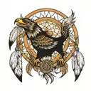 Dream catcher,eagle,wolf,angel  tattoo design idea