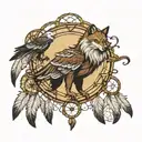 Dream catcher,eagle,wolf,angel  tattoo design idea