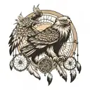 Dream catcher,eagle,wolf,angel  tattoo design idea