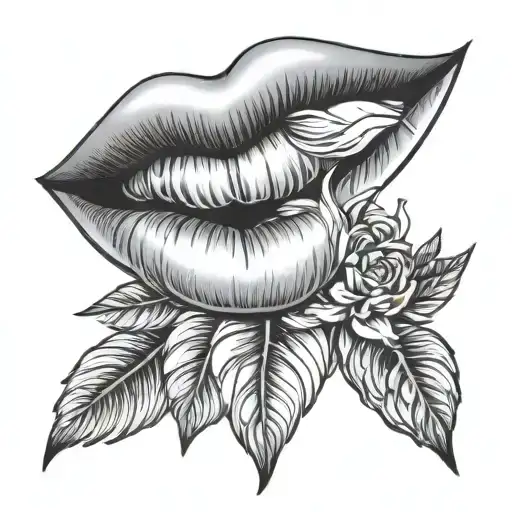 Black and white Lips tattoo design idea