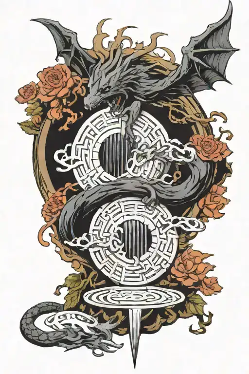Combine elements from Bloodborne, Dark Souls, and Elden Ring into a unique tattoo design tattoo design idea
