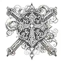 cross tattoo design featuring mark 10:9  tattoo design idea