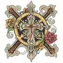 cross tattoo design featuring mark 10:9  tattoo design idea