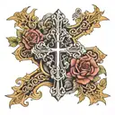 cross tattoo design featuring mark 10:9  tattoo design idea