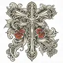 cross tattoo design featuring mark 10:9  tattoo design idea