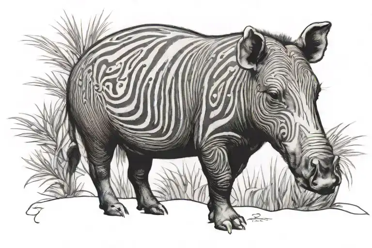 tapir standing tattoo design idea