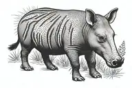 tapir standing tattoo design idea