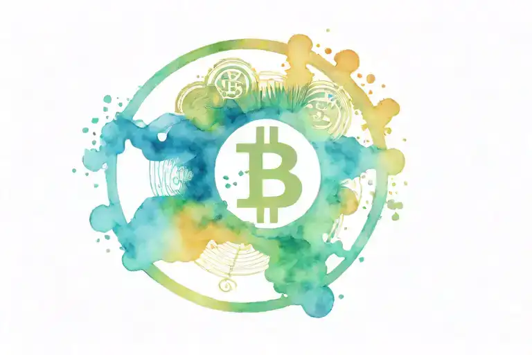 Bitcoin coin surrounded other crypto currency symbols tattoo design idea