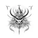 Combine realistic elements with creative touches to create a tattoo of a surrealist warrior battling mythical creatures. tattoo design idea