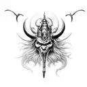 Combine realistic elements with creative touches to create a tattoo of a surrealist warrior battling mythical creatures. tattoo design idea