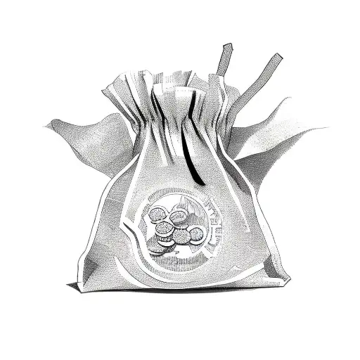money bag motivation tattoo design idea