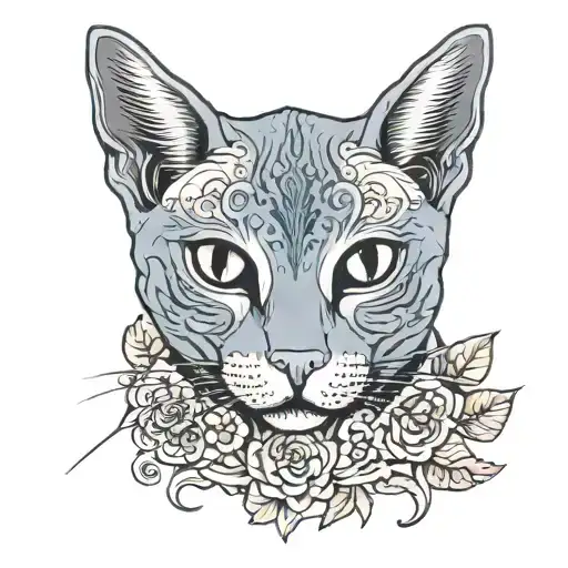it's just me and myself in russian blue cat sitting tattoo design idea