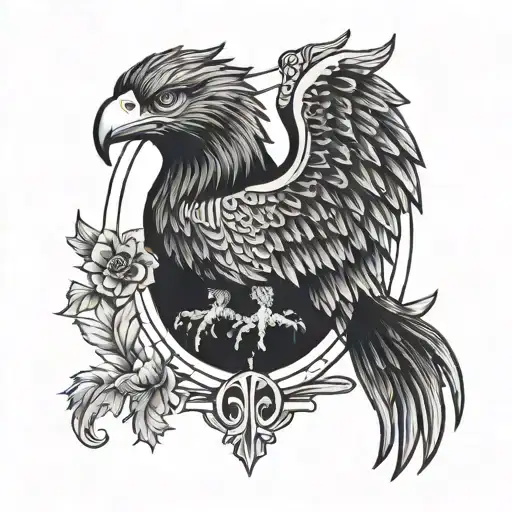black eagle huge tattoo design idea