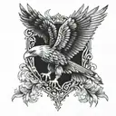black eagle huge tattoo design idea