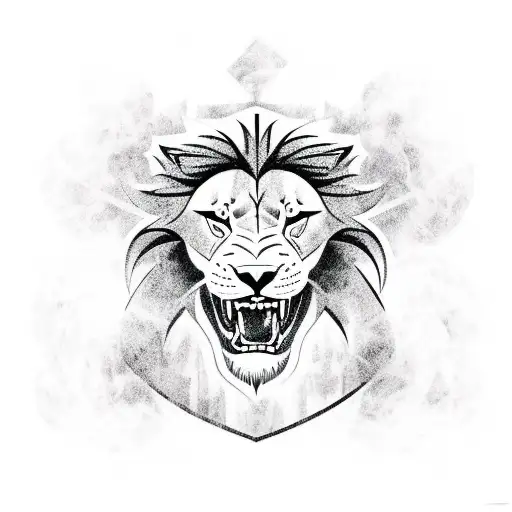 A football-inspired tattoo displaying a fierce lion wearing a Corinthians jersey, surrounded by a stadium atmosphere tattoo design idea